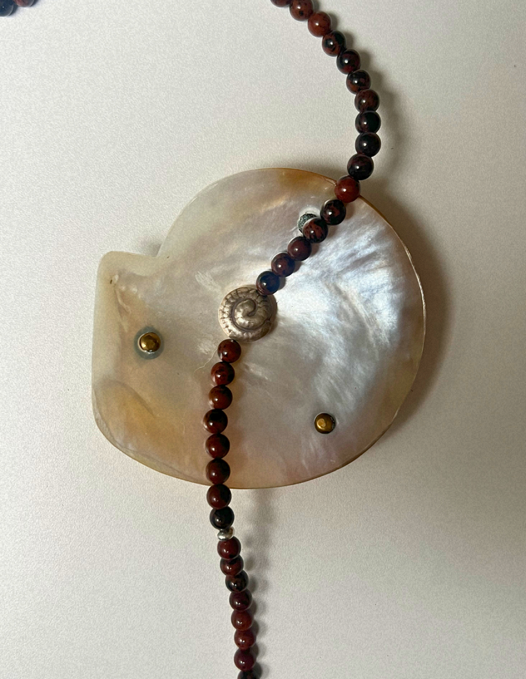 Renewal 13 - Mahogany Obsidian Spiral Necklace