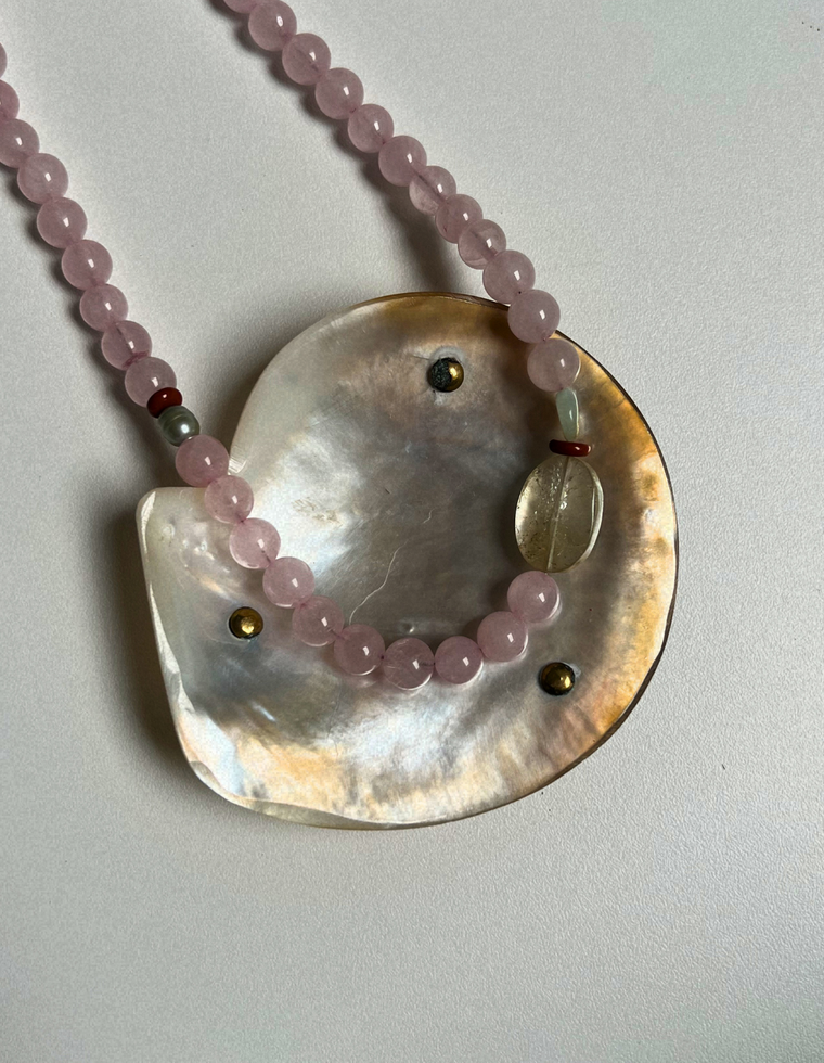 Halo 4 - Rose Quartz & Citrine Necklace