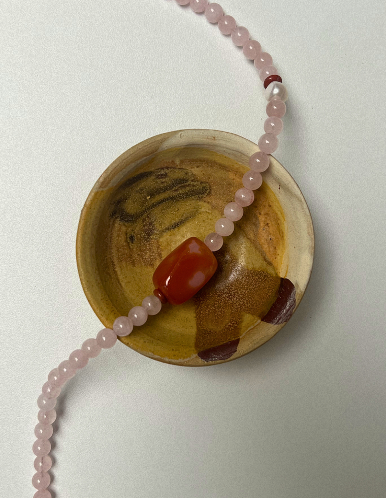 Emerge 4 - Rose Quartz & Carnelian Necklace