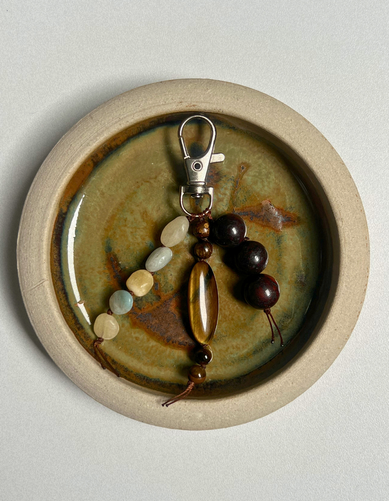 Stoned Charm - Tiger Eye & Flower Amazonite