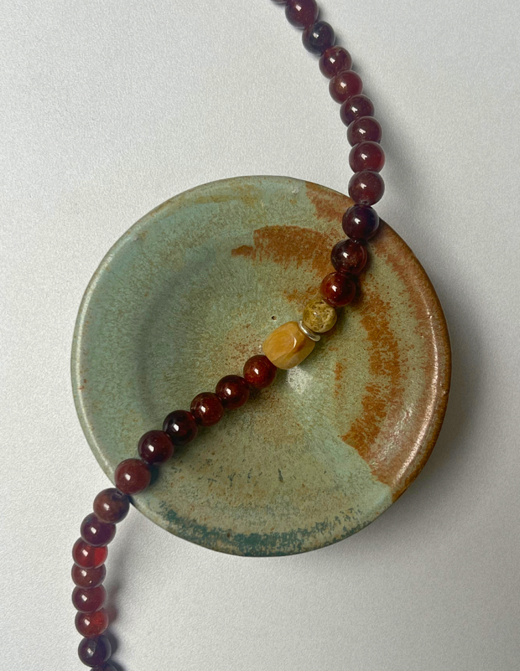 Earth Hold 7 - Orange Garnet & Yellow Agate Necklace