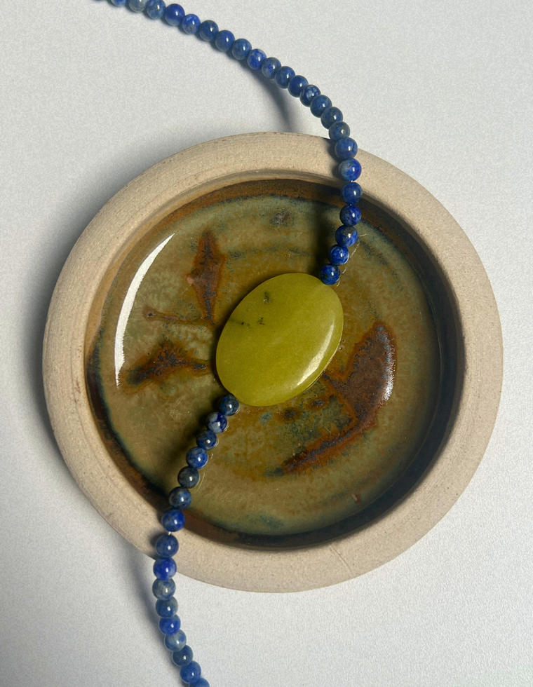 Drift 11 - Lapis Lazuli & Olive Jade Necklace