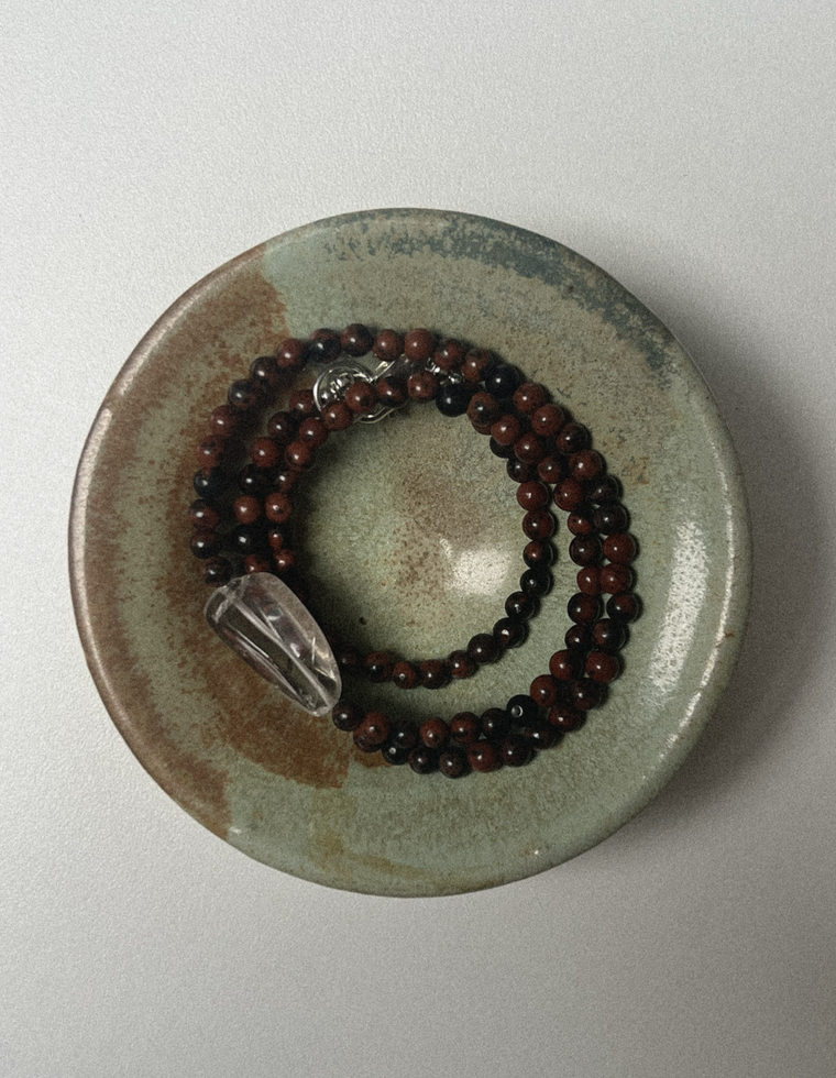 Draelis - Mahogany Obsidian & Clear Quartz Necklace