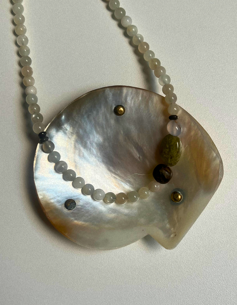 Commonplace 36 – Moonstone & Green Garnet Necklace