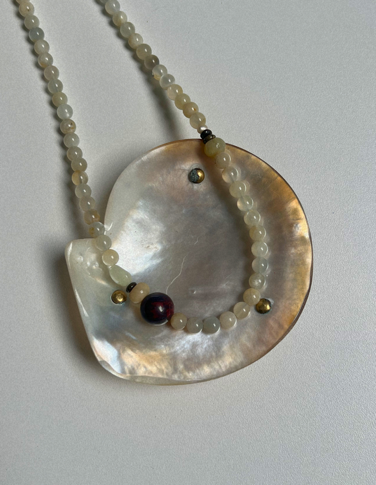 Tempera 31 - Moonstone & Bloodstone Necklace