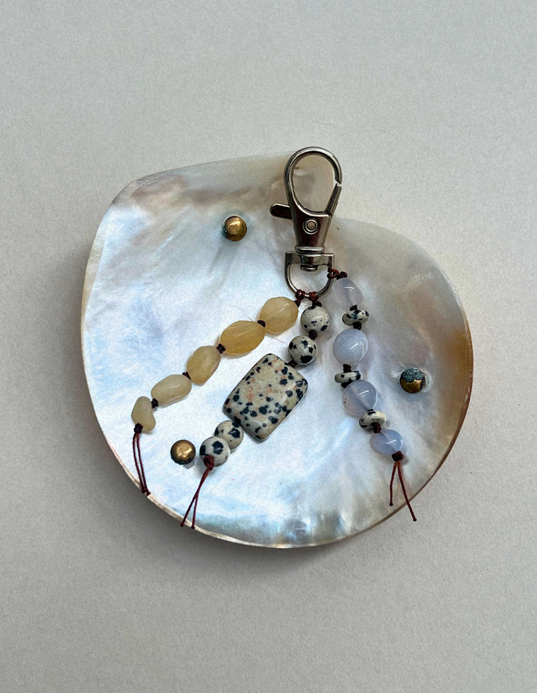 Stoned Charm - Yellow Jade & Blue Chalcedony