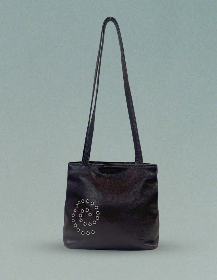 Spiral Stud Vintage Leather Bag / Piece 32