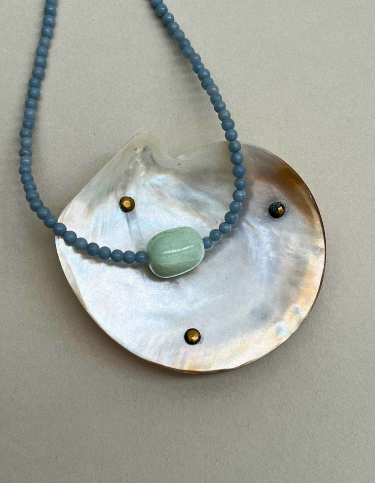 Cairn 20 – Angelite & Blue Beryl Necklace
