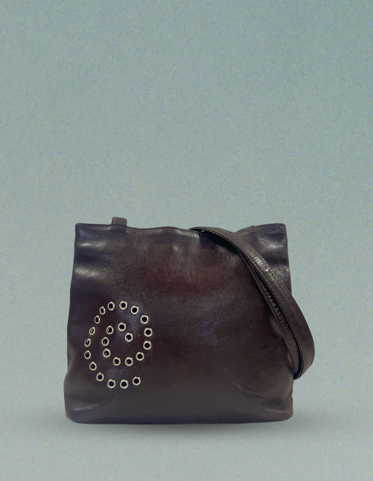 Spiral Stud Vintage Leather Bag / Piece 32