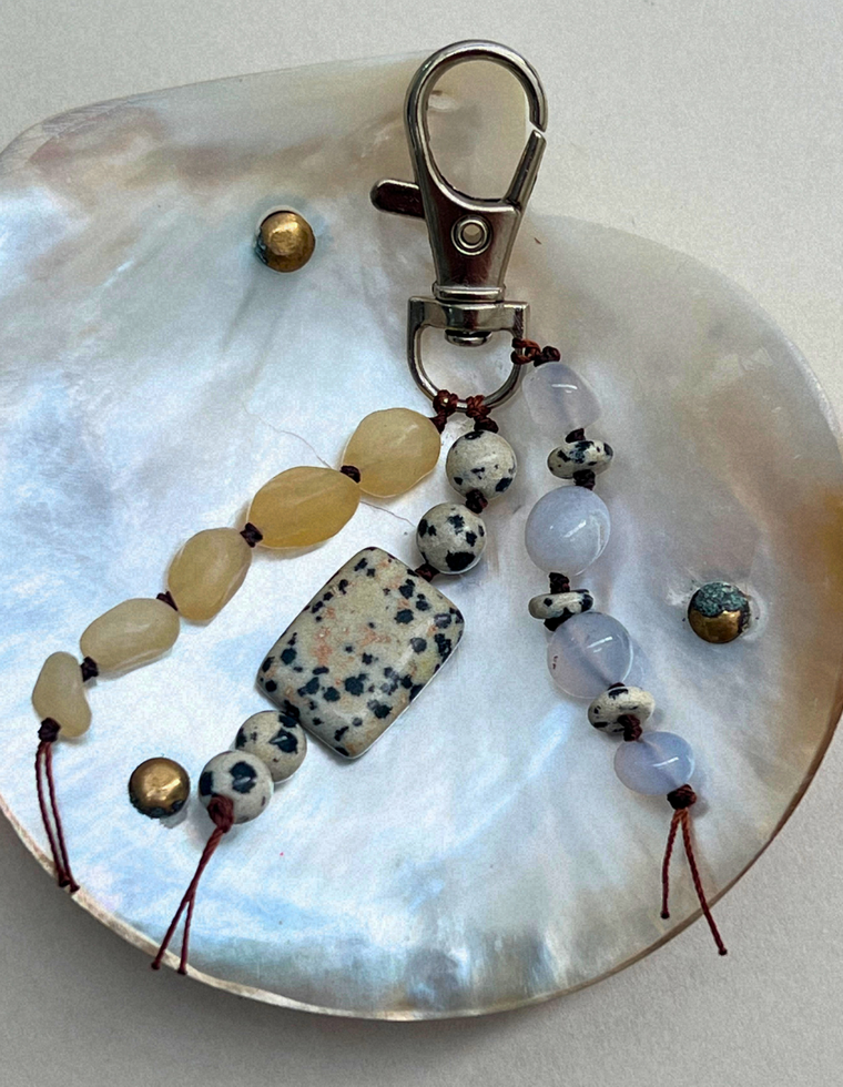 Stoned Charm - Yellow Jade & Blue Chalcedony