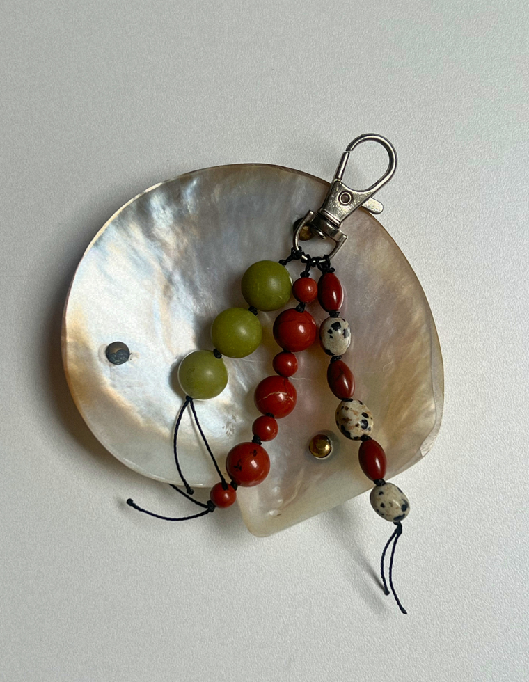 Stoned Charm - Olive Jade & Red Jasper