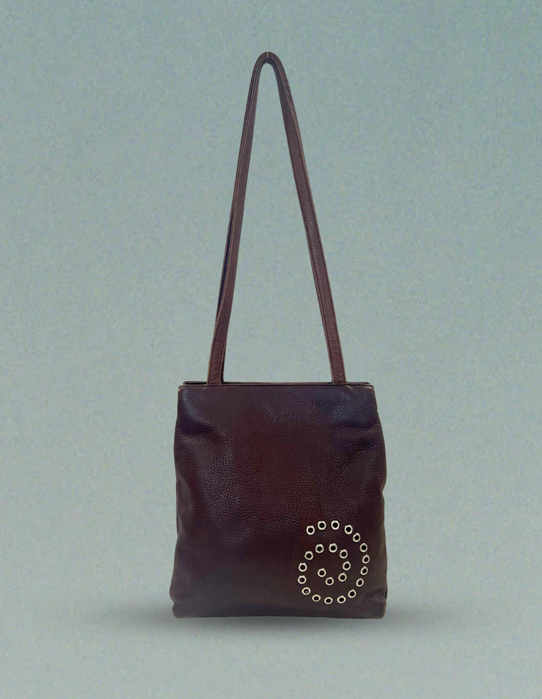 Spiral Stud Vintage Leather Bag / Piece 31