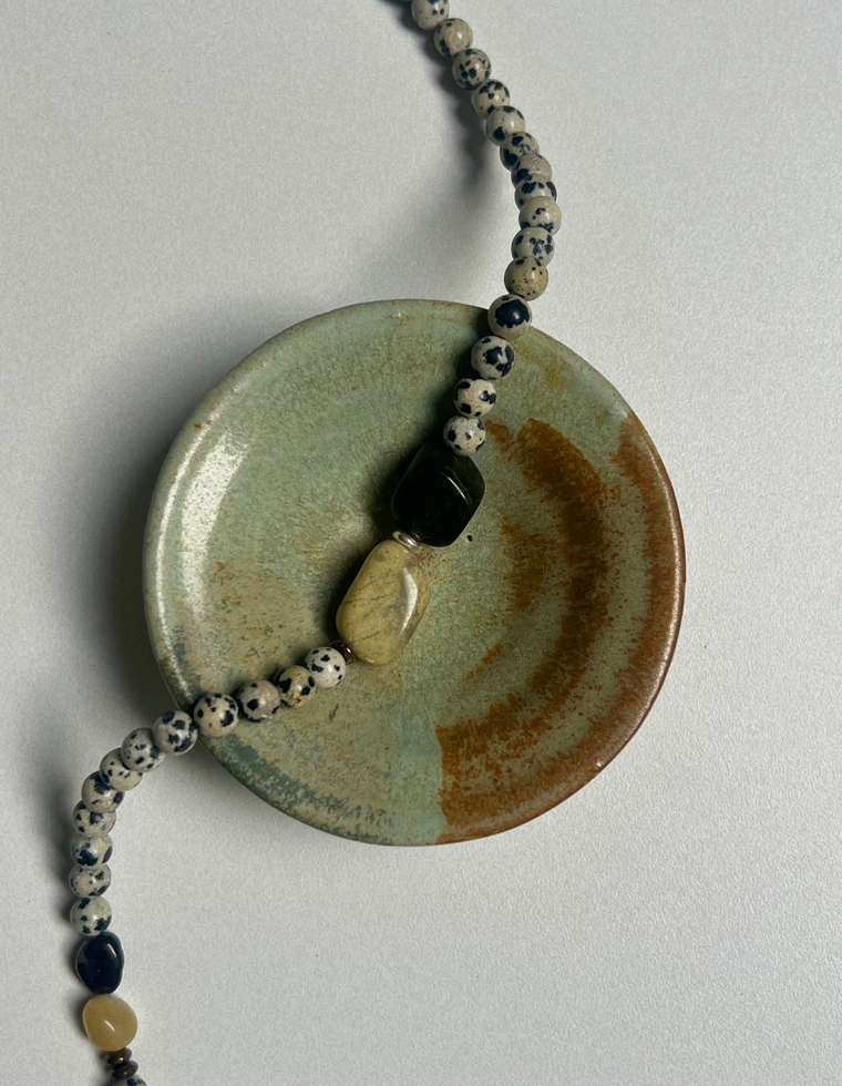 Tempera 32 - Dalmatian Jasper & Green Jade Necklace