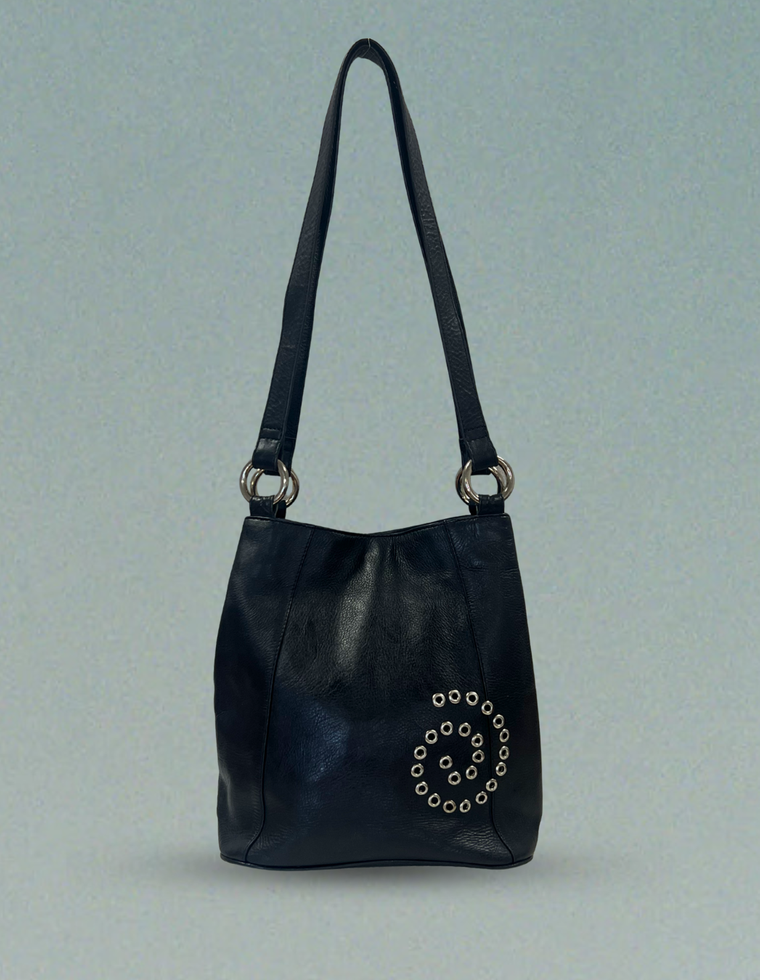 Spiral Stud Vintage Leather Bag / Piece 35