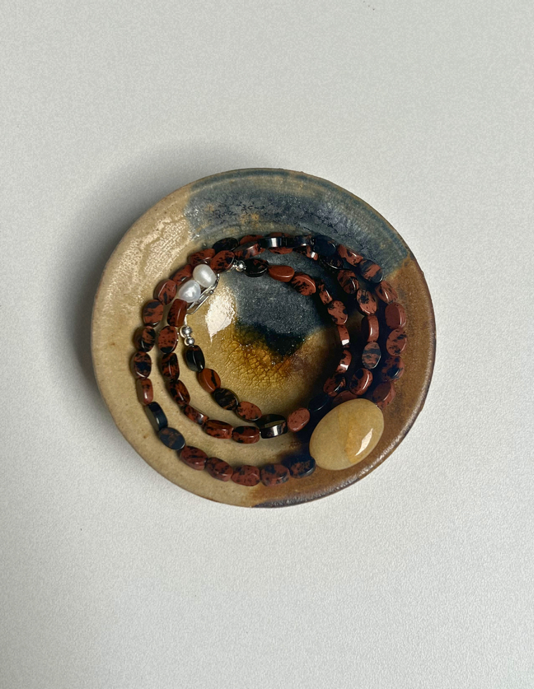 Token 17 - Mahogany Obsidian & Topaz Necklace
