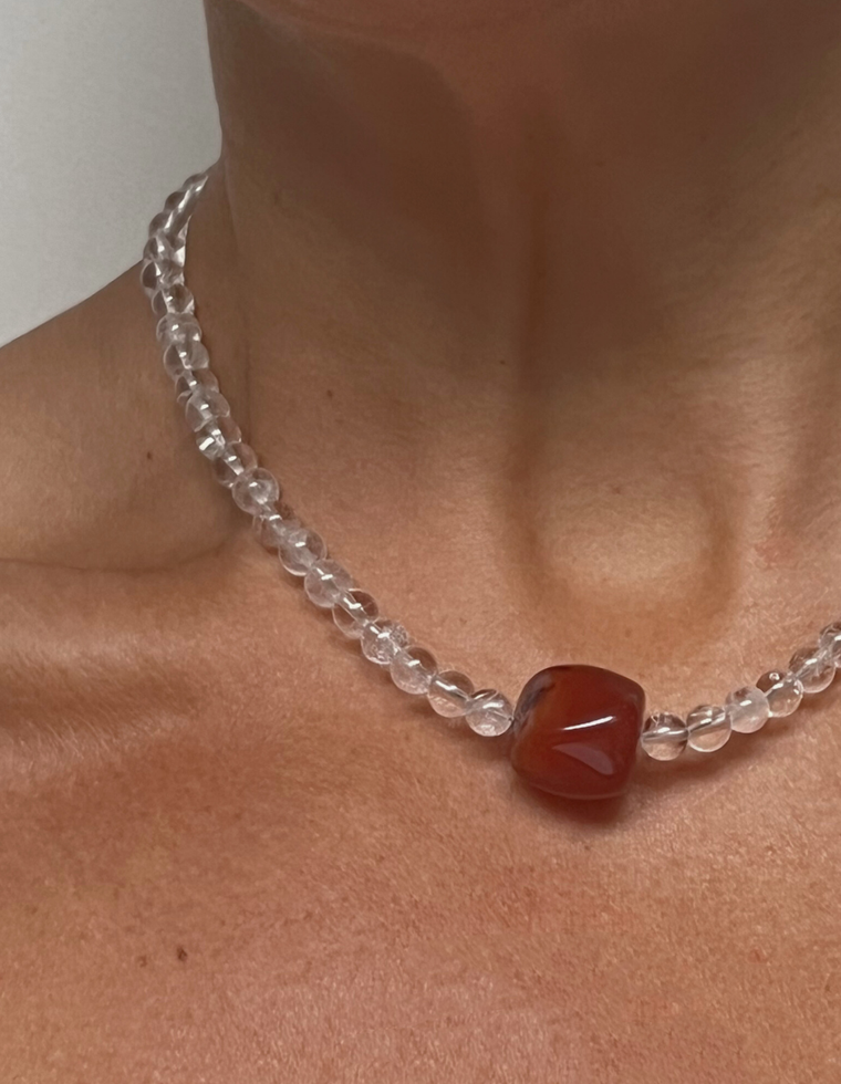 Auralith - Clear Quartz & Carnelian Necklace