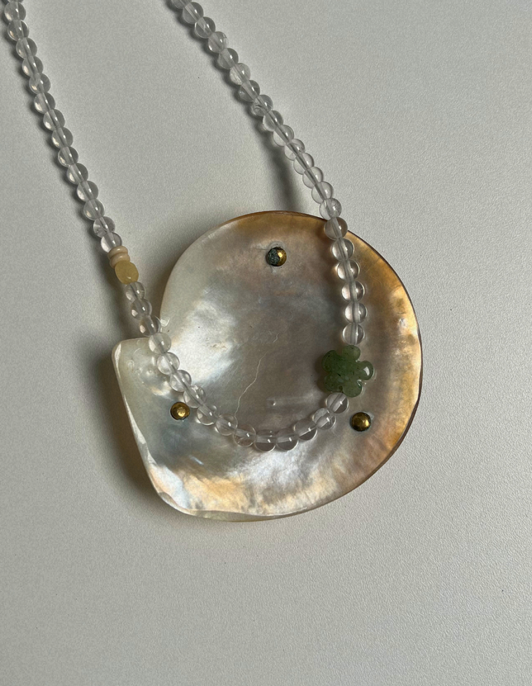 Tempera 34 - Clear Quartz & Aventurine Necklace