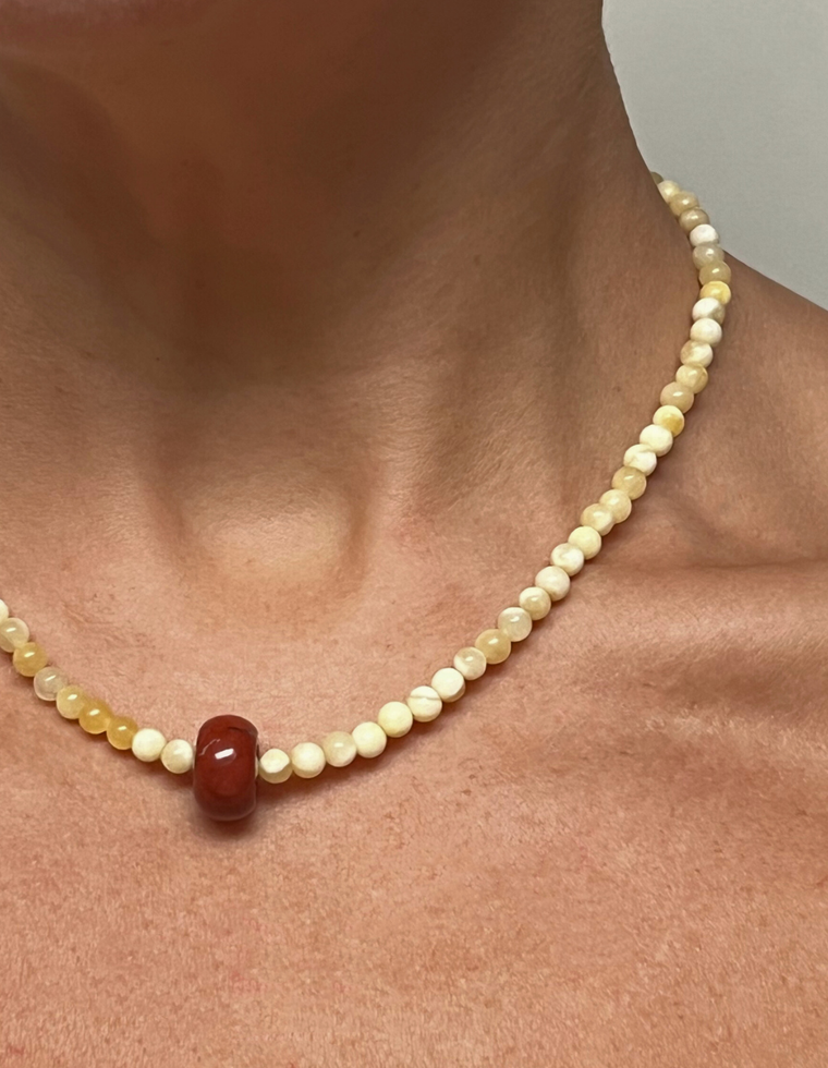 Serelith - Yellow Jade & Red Jasper Movement Necklace