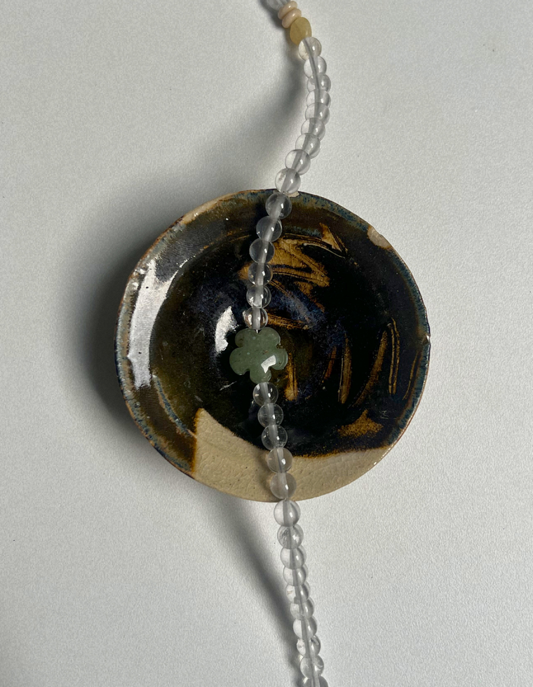 Tempera 34 - Clear Quartz & Aventurine Necklace