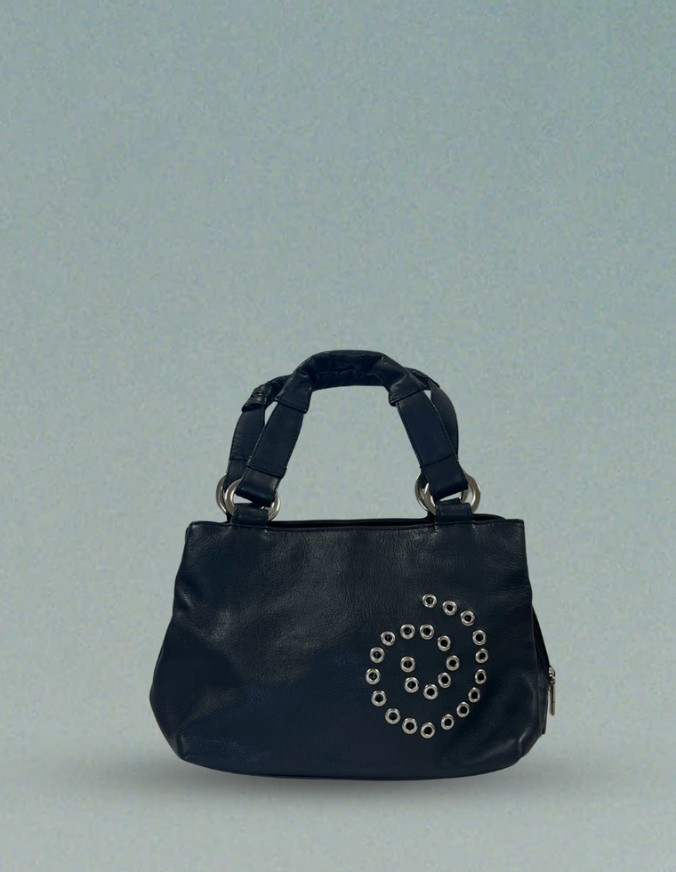 Spiral Stud Vintage Leather Bag / Piece 33