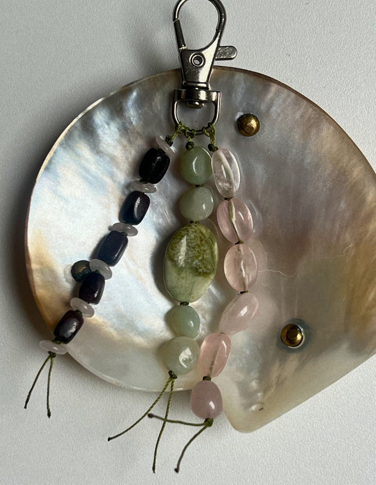 Stoned Charm - Garnet & Flower Amazonite