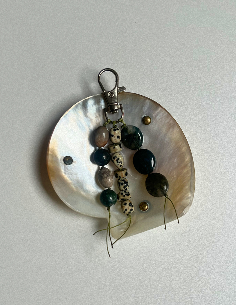 Stoned Charm - Moss Agate & Bloodstone