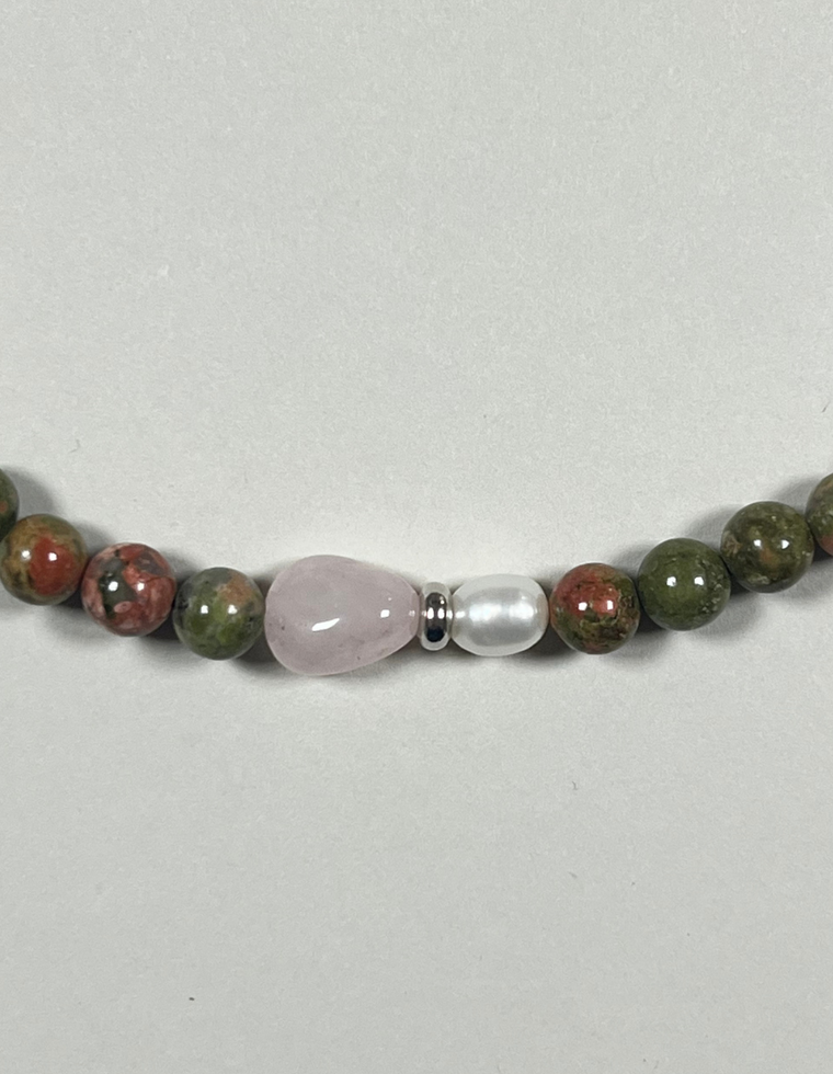 Alethea - Unakite & Rose Quartz Necklace