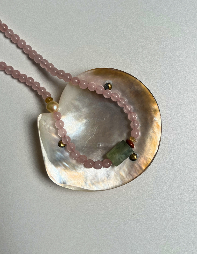 Grove 11 - Rose Quartz & Prehnite Necklace