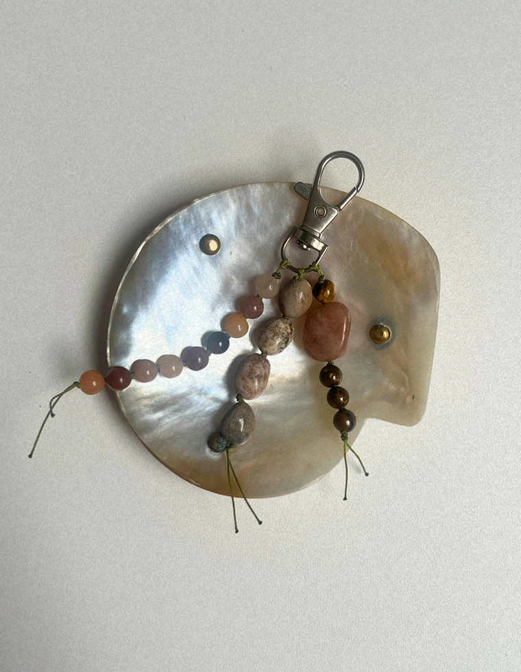 Stoned Charm - Fossilised Coral & Tiger Eye