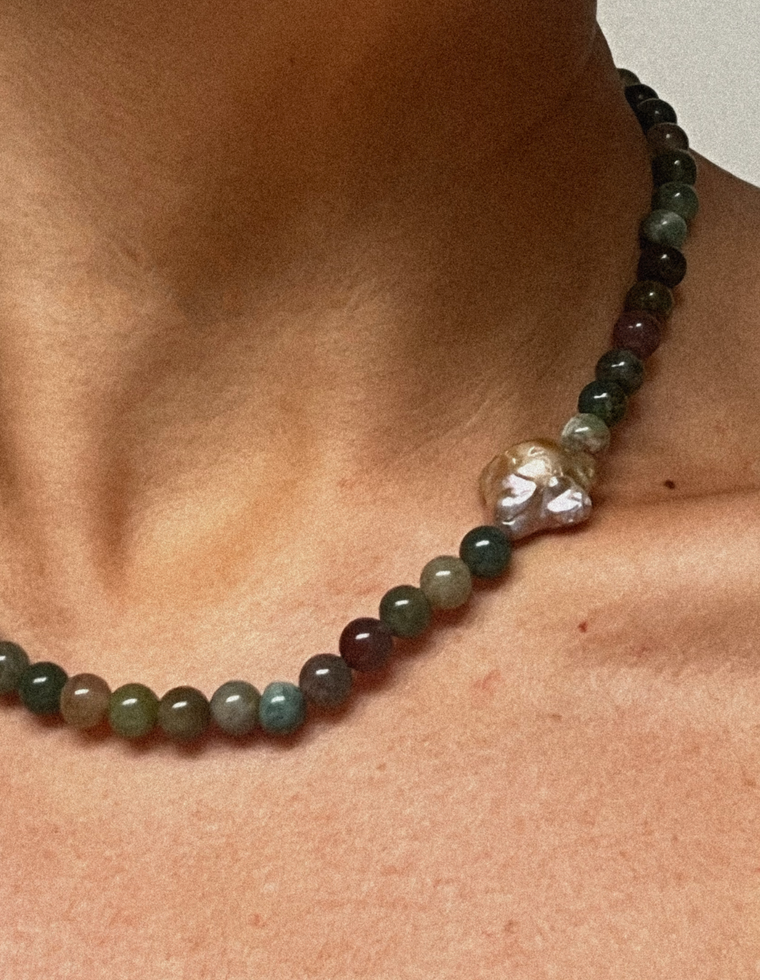 Lioren - Indian Agate & Pearl Necklace