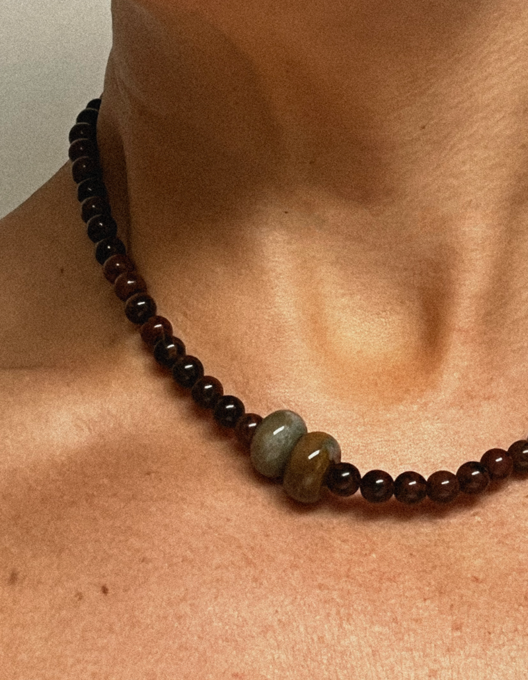 Cireya - Mahogany Obsidian & Indian Agate Necklace