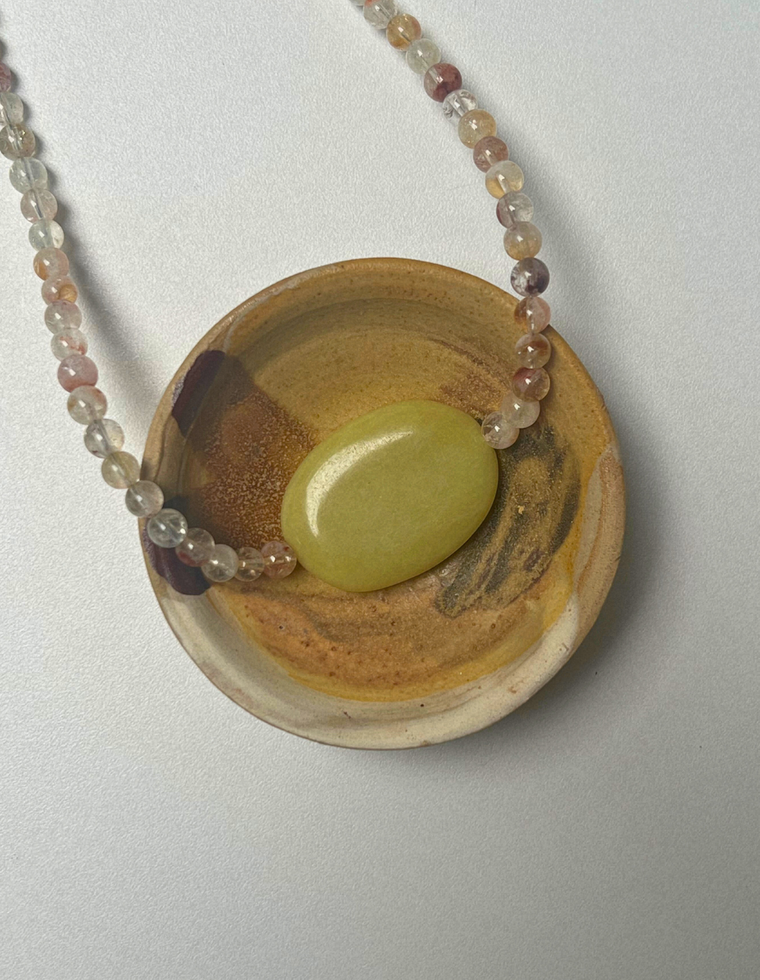 Earth Hold 9 - Quartz & Jade Necklace