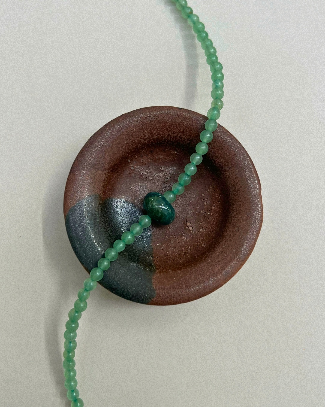 Celadon 17: aventurine and ocean jasper movement necklace, hand-strung by Palm of Feronia