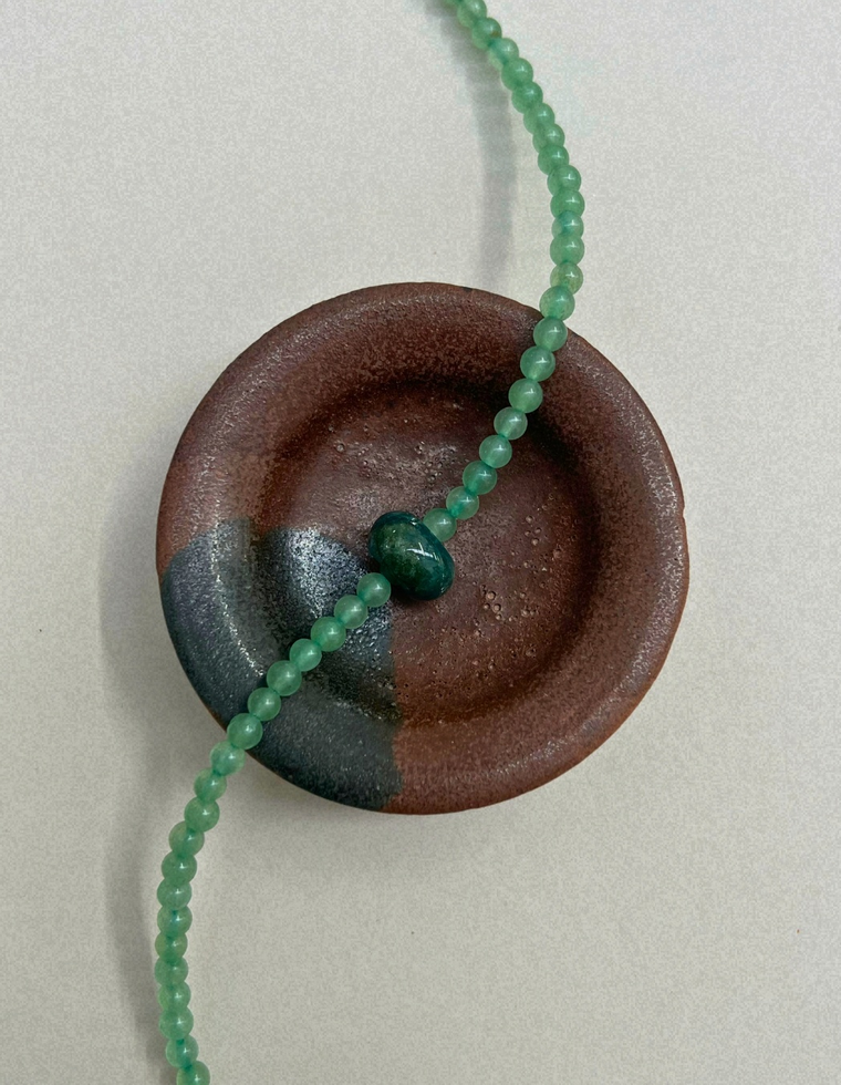 Celadon 17: aventurine and ocean jasper movement necklace, hand-strung by Palm of Feronia