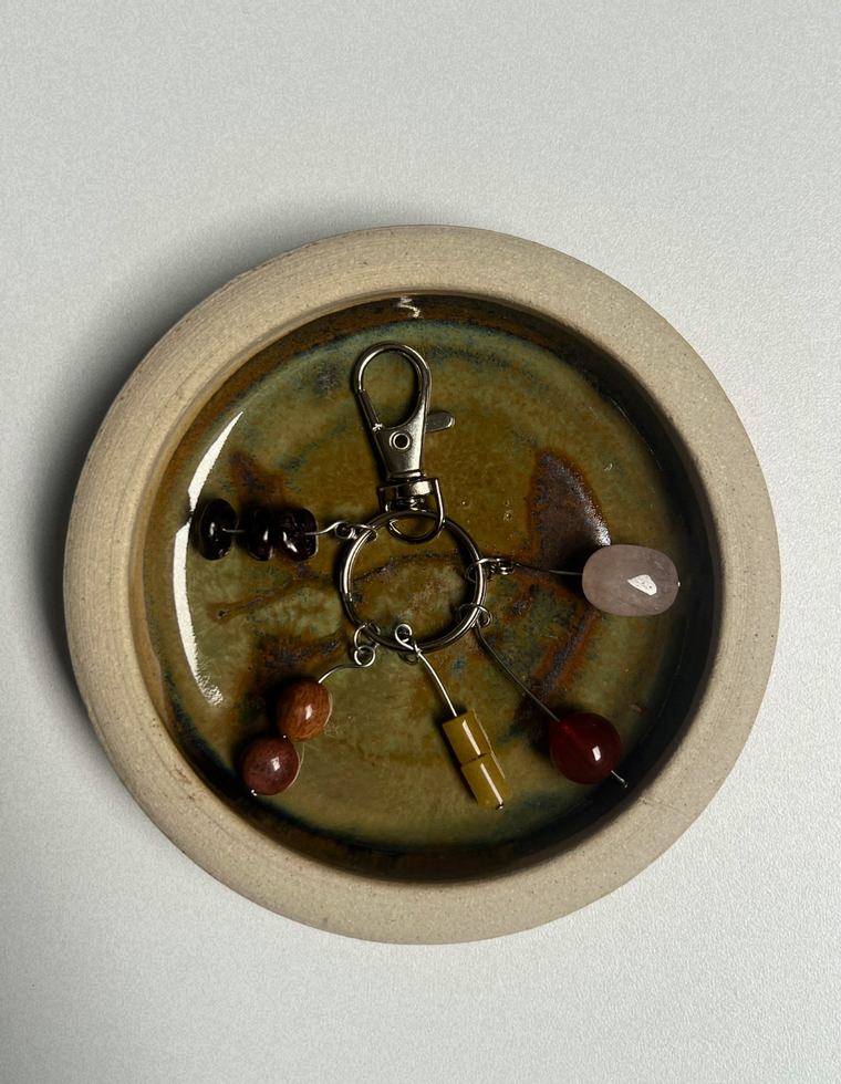 Orbit Charm – Garnet & Fossilised Coral
