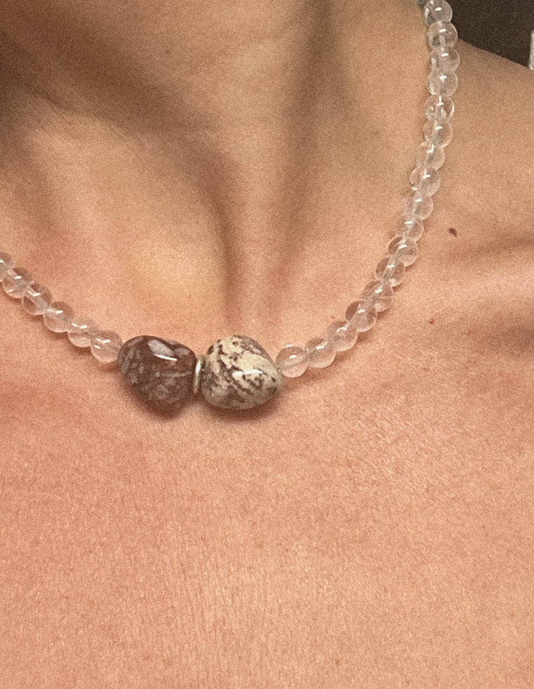 Alira - Clear Quartz & Jasper Necklace