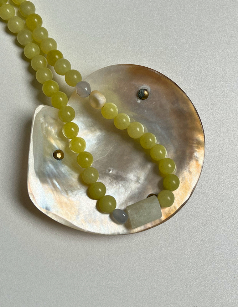 Halo 5 - Olive Jade & Citrine Necklace