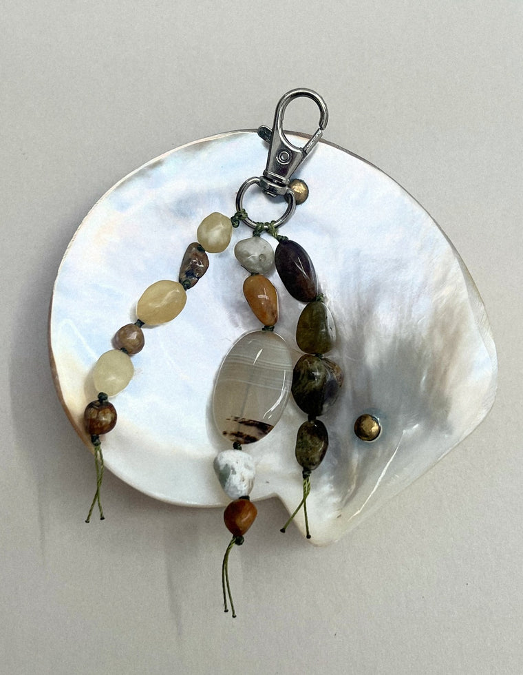 Stoned Charm - Green Garnet & Flower Amazonite