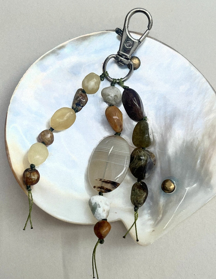Stoned Charm - Green Garnet & Flower Amazonite