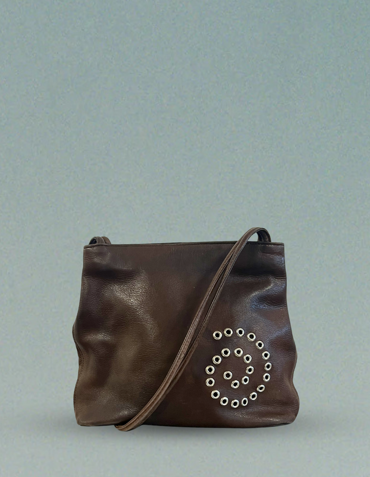 Spiral Stud Vintage Leather Bag / Piece 36